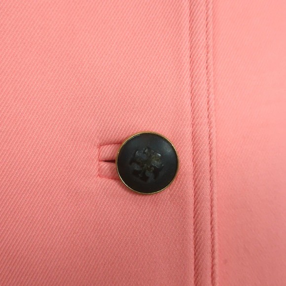Tory Burch Blazer Salmon Double Weave Cotton Size 12 Three-Button Jacket - Picture 2 of 11